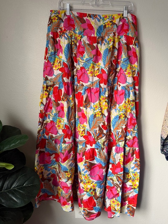 J Mclaughlin Dresses & Skirts - J McLaughlin Masie Floral Tiered Maxi Skirt - Multicolor Boho Resortwear XL